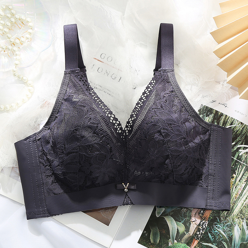 [Pink Zhi Blue] 139# Big Chest Small No Underwire New Women's Bra Sexy Lace Large Size Underwear Summer Breathable Thin Cup Application Scenario