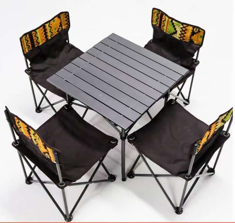 铭华家具厂铝合金折叠方桌长方形桌户外折叠桌椅便携式铝合金露营烧烤自驾游庭院家用野餐套装产品图