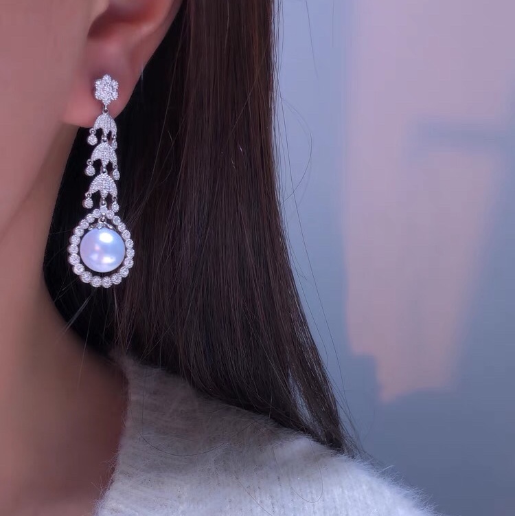 Earrings earrings earrings earrings earrings earrings earrings earrings earrings temperament pearl pearl round complex classical Yali woman