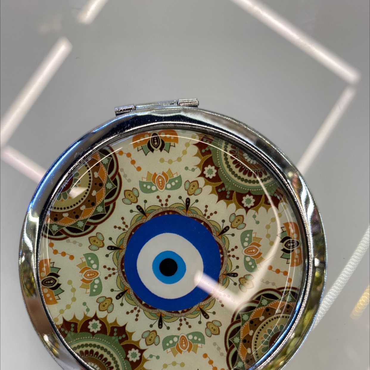 迪梦斯工艺品珠宝首饰盒镜子手工定制创意礼品镜子塑料金色镂空铬色镜子蓝眼睛图片详情图4