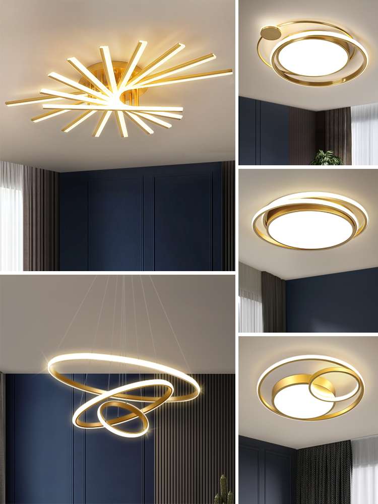 Modern, simple and light luxury ceiling-mounted living room lamp, grand home bedroom creative lamp 2021 new combination package details Picture