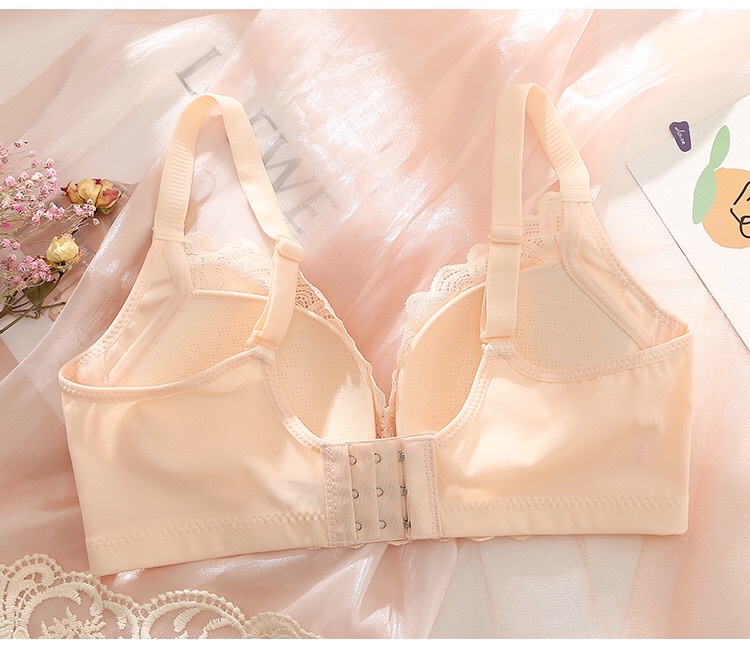 【 Pink Zhi Blue 】 Barki Butterfly Series No Underwire Women's Bra Small Chest Sexy Lace Concentrated Breathable Underwear Thin Item Picture