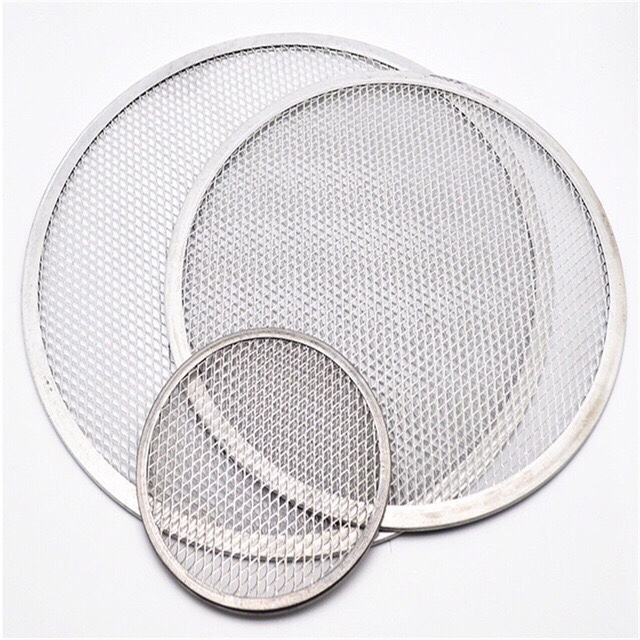 披萨网铝合金圆形无缝包边拉伸网八寸圆形铝制品加厚滤网图