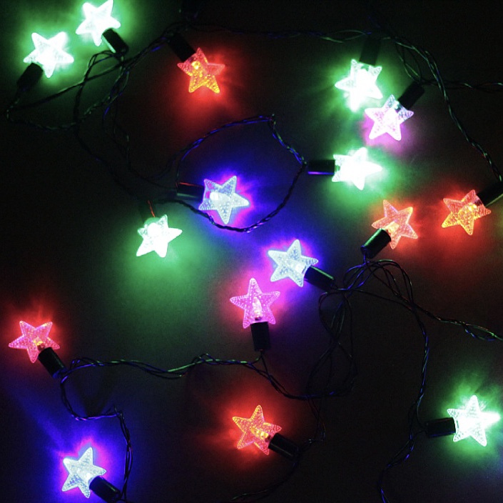led lights string stars Snow globe lights black bright lines colored lights flashing lights Festive decoration Christmas string lights ground stall source 5 m 28 lights 220v round insert stars thumbnail