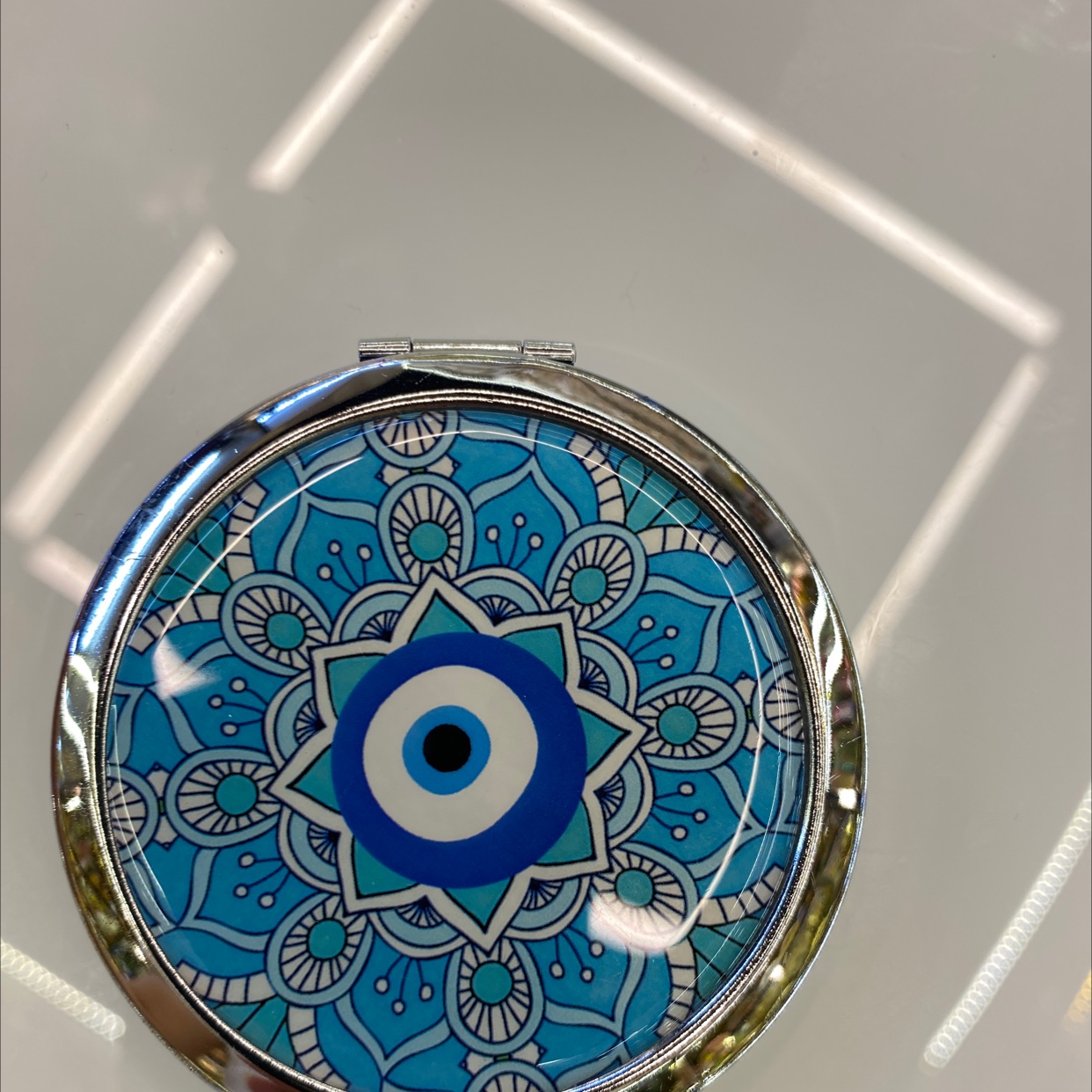 迪梦斯工艺品珠宝首饰盒镜子手工定制创意礼品镜子塑料金色镂空铬色镜子蓝眼睛图片详情图8