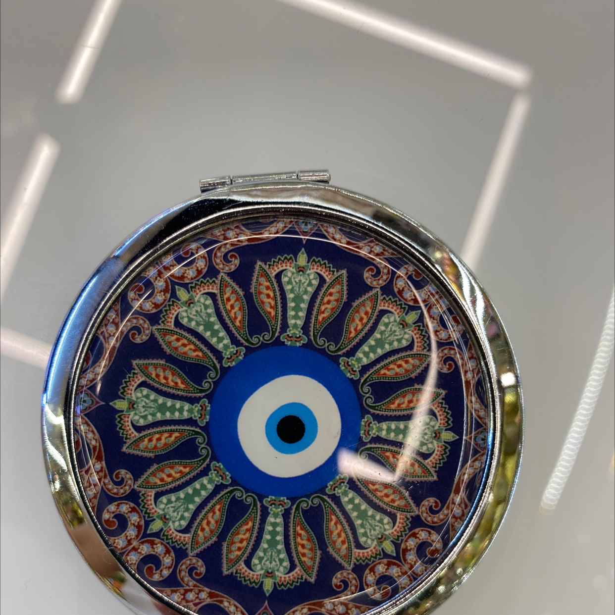 迪梦斯工艺品珠宝首饰盒镜子手工定制创意礼品镜子塑料金色镂空铬色镜子蓝眼睛图片详情图3