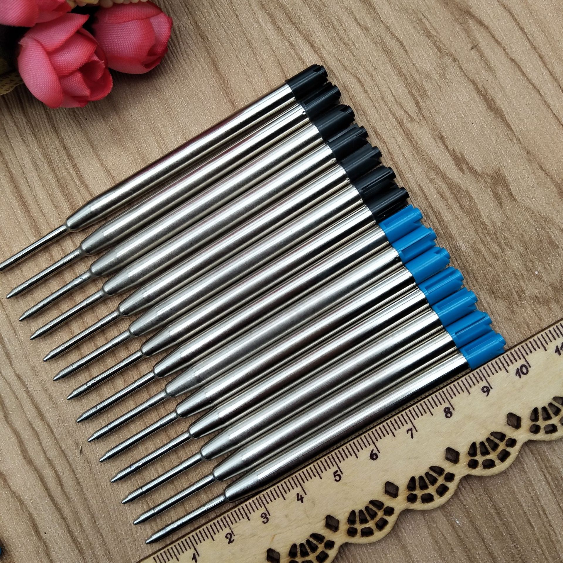 Metal ballpoint pen refill Parker 424 pen refill, blue and black metal pen refill