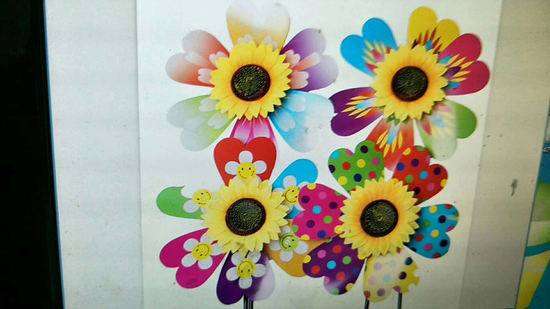 36cm fiberglass rod sunflower windmill, large sunflower, colorful windmill, kindergarten, real estate, scenic area decoration, windmill, street stall, hot sale Specification image