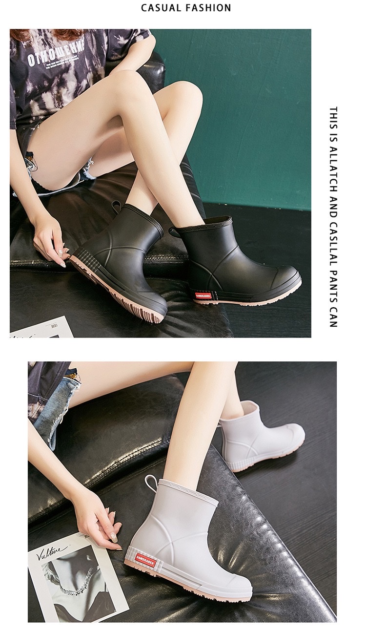 日系雨鞋男女中筒厚底时尚户外耐磨防水雨靴防滑厨房塑胶工作鞋详情图14