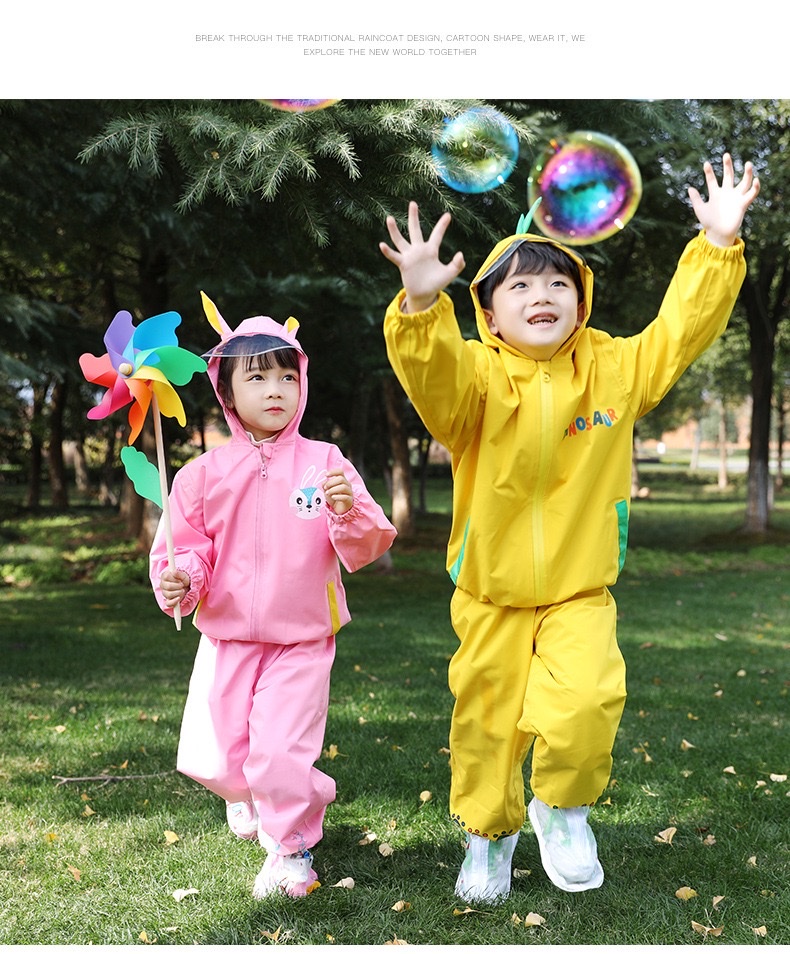 Children's raincoat set, Chunyafang Kindergarten Preschool students aged 3 to 8, rain cover for cold protection and warmth, outdoor rain gear pic 18