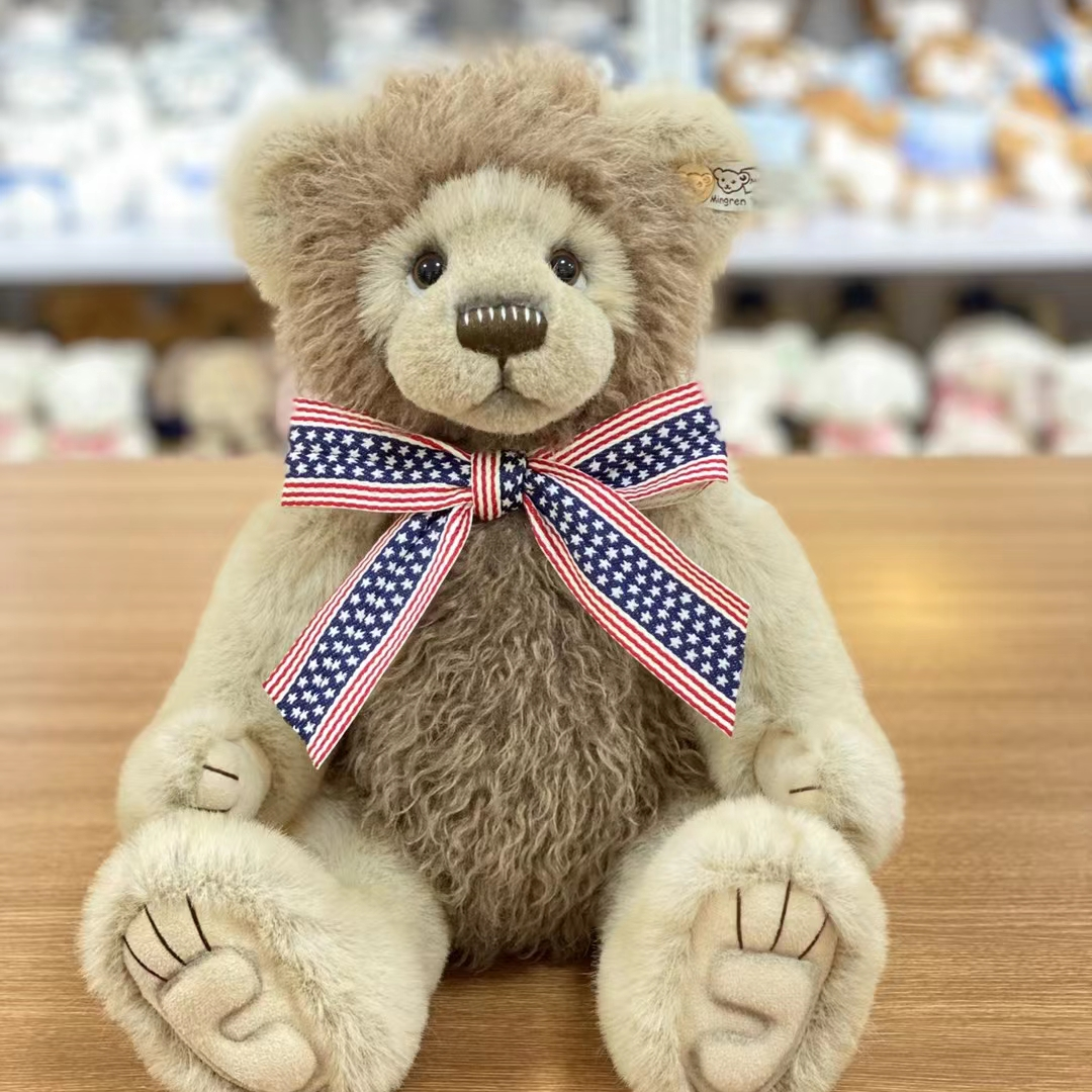 Dreamy plush toy manufacturer direct sales of articulated long bow ties, mixed-color long fur teddy bears, small plush pillows, and high-quality plush toys