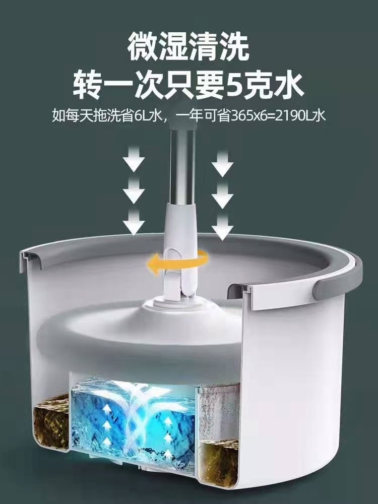 污水分离免手洗旋转桶拖超细纤维拖布头拖把详情图2