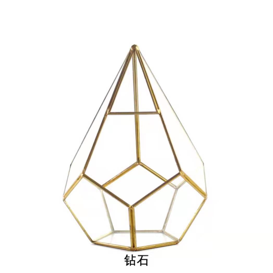 7259现代简约办公室几何玻璃罩花房摆件装饰品创意家居客厅微景观摆设明军工艺045