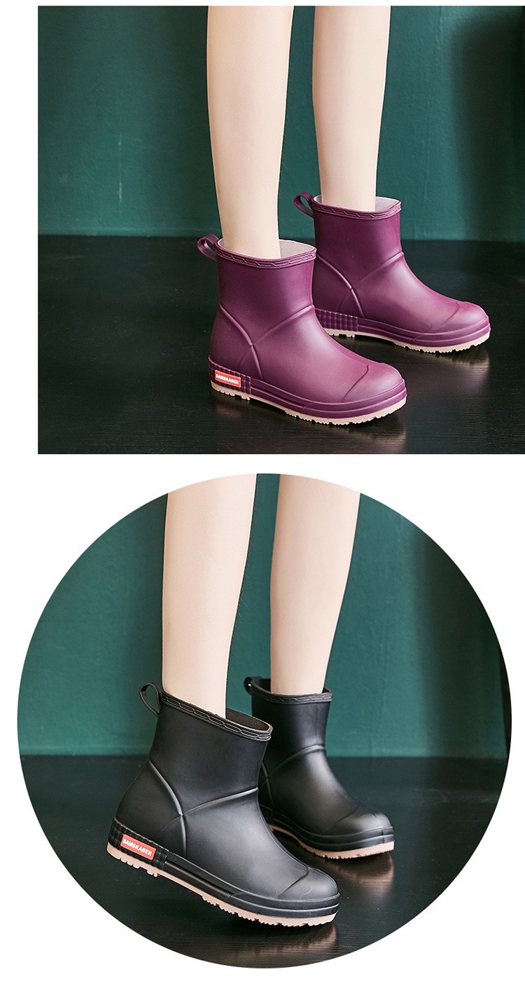 日系雨鞋男女中筒厚底时尚户外耐磨防水雨靴防滑厨房塑胶工作鞋详情图13