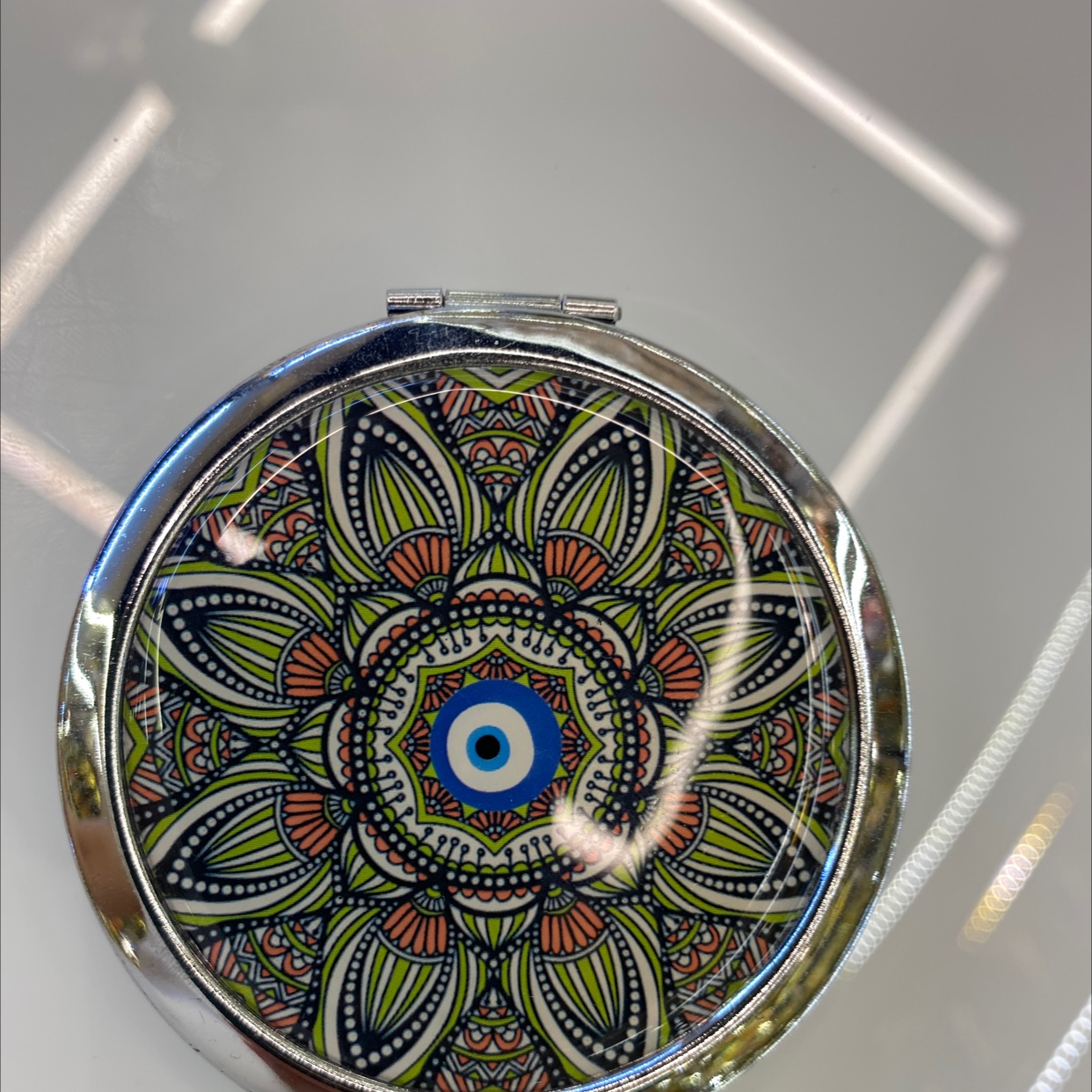 迪梦斯工艺品珠宝首饰盒镜子手工定制创意礼品镜子塑料金色镂空铬色镜子蓝眼睛图片详情图5