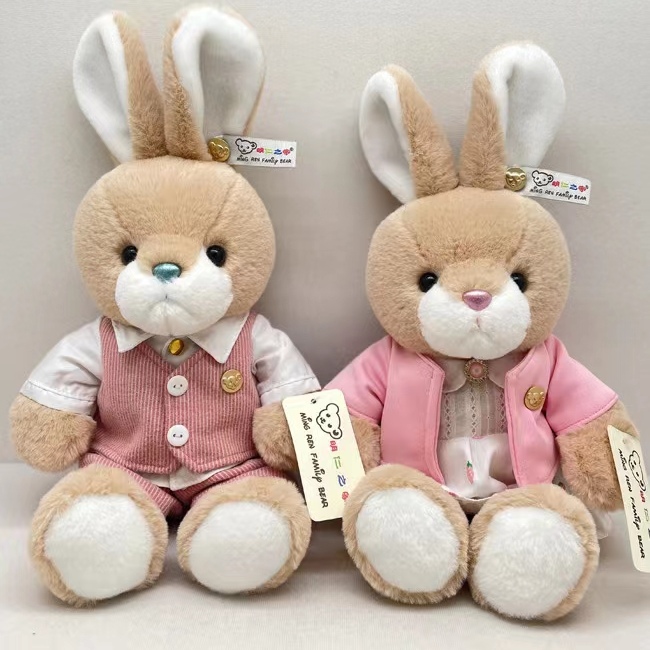 Dreamy plush toy manufacturer direct sales brown fur powder set series card couple Rabbit medium-sized pillow plush, premium plush Application Scenario