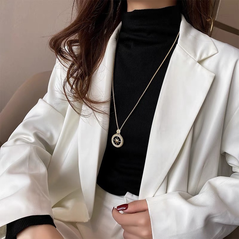 Exquisite micro-inlaid eight-pointed star necklace women's light luxury niche design sweater chain advanced sense of temperament net red hip hop jewelry thumbnail