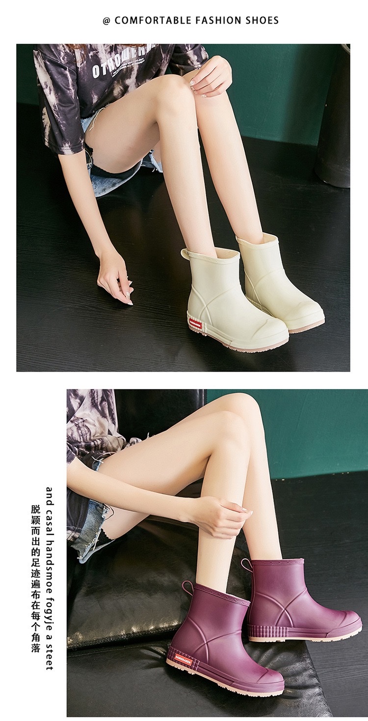 日系雨鞋男女中筒厚底时尚户外耐磨防水雨靴防滑厨房塑胶工作鞋详情图12