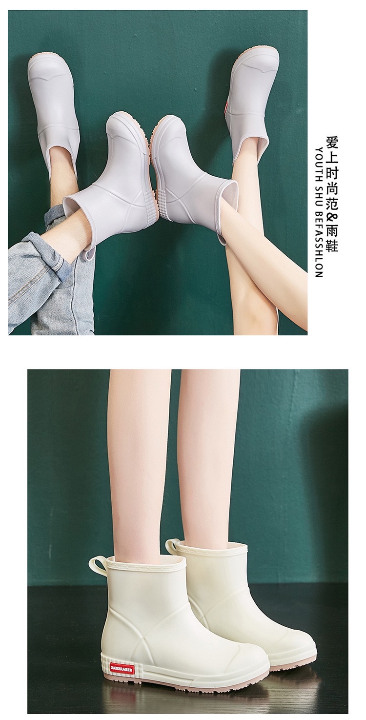日系雨鞋男女中筒厚底时尚户外耐磨防水雨靴防滑厨房塑胶工作鞋详情图11
