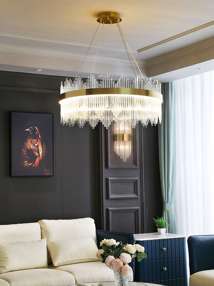 Light luxury chandelier, simple and modern bedroom crystal full-house package lighting, 2021 new style combination living room light gold details Picture