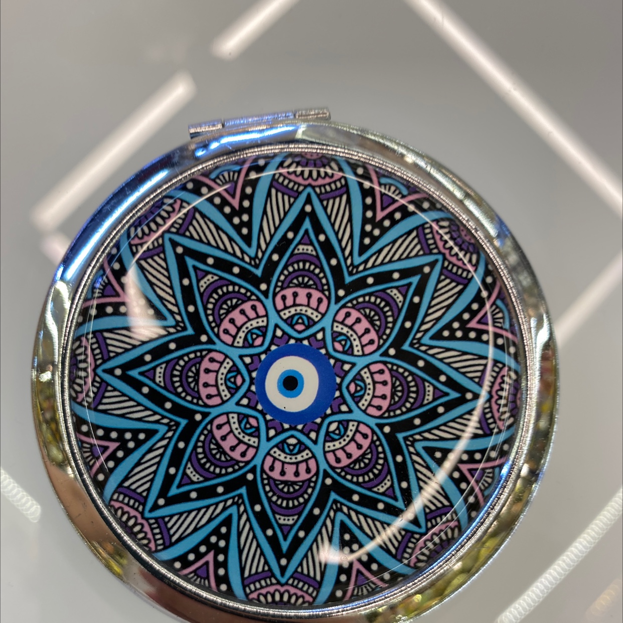 迪梦斯工艺品珠宝首饰盒镜子手工定制创意礼品镜子塑料金色镂空铬色镜子蓝眼睛图片详情图12