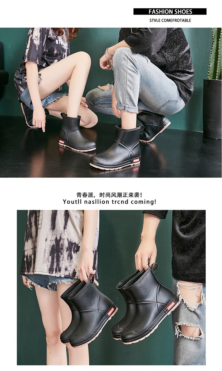 日系雨鞋男女中筒厚底时尚户外耐磨防水雨靴防滑厨房塑胶工作鞋详情图10