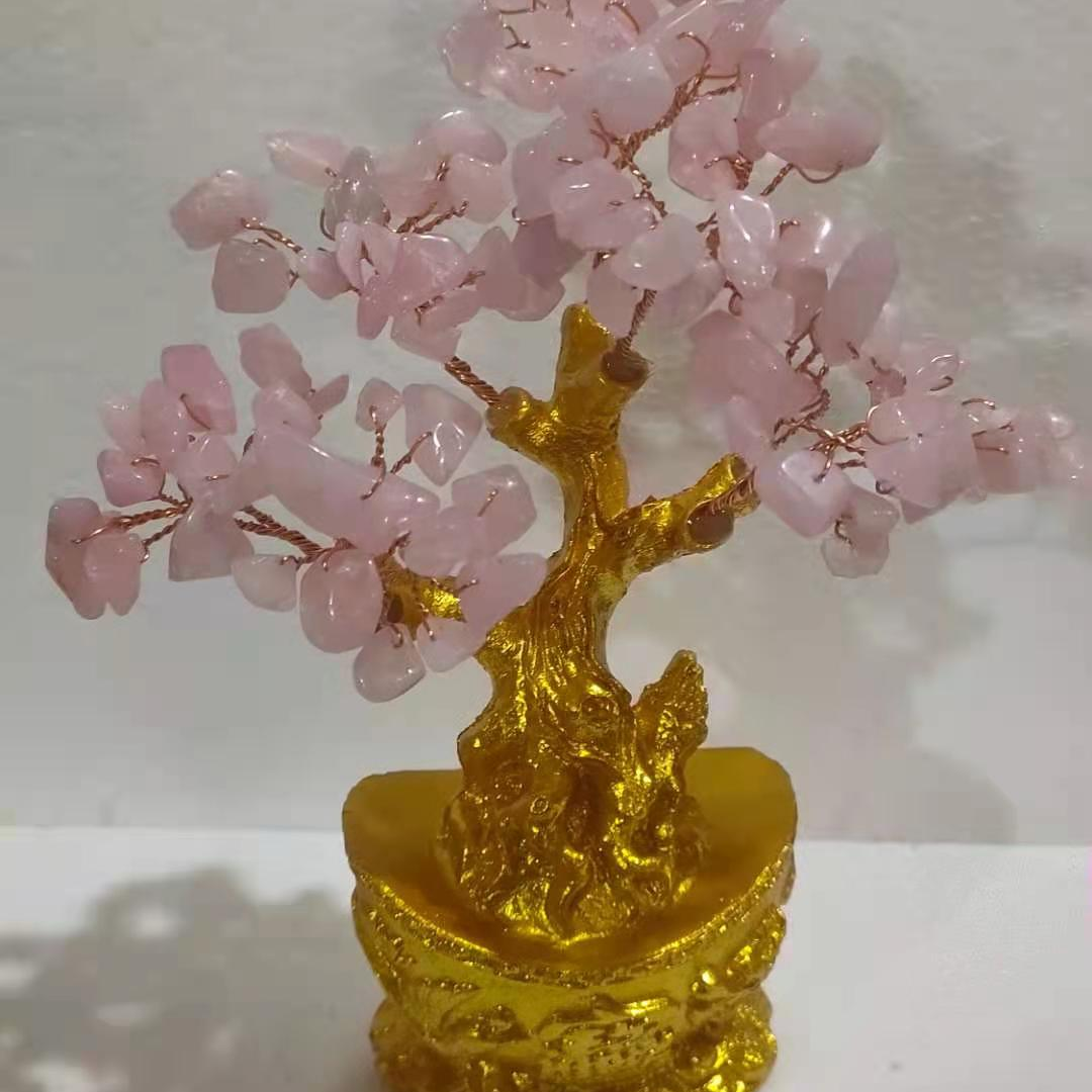 工艺品元宝粉晶发财树客厅摆件酒柜摆件开业礼品