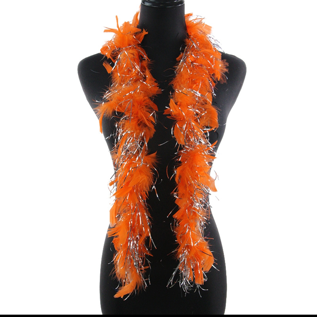 火鸡火片毛条加丝70克两米橘色