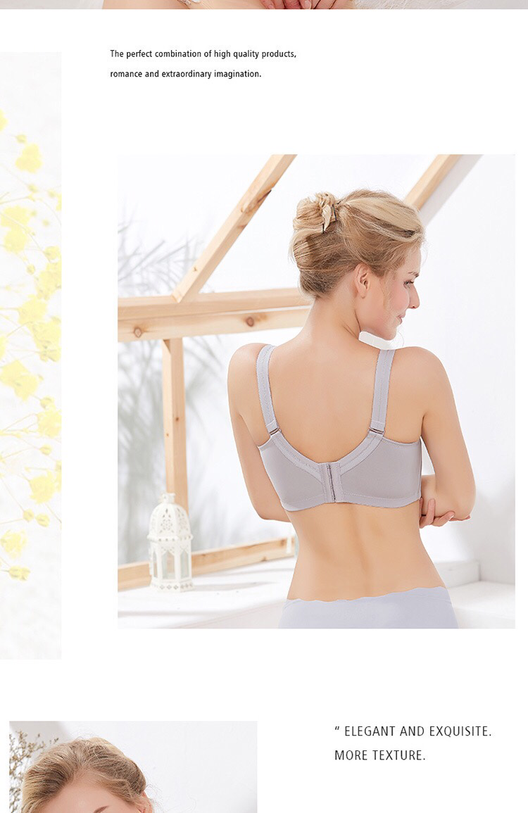 [Pink Zhi Blue] Seamless Ultra-Thin Underwear Adjustable Lace Bra Big Chest Small Gather Up A Pair Of Anti-Sag Large Size Bra undefined