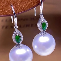 White pearl stud earrings diamond earrings gift
