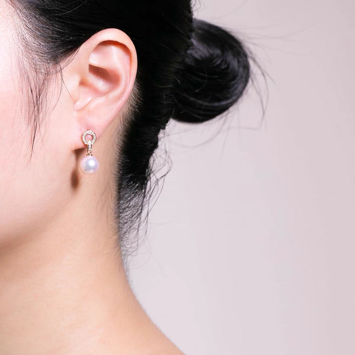 Pearl earrings Pearl earrings female diamond temperament