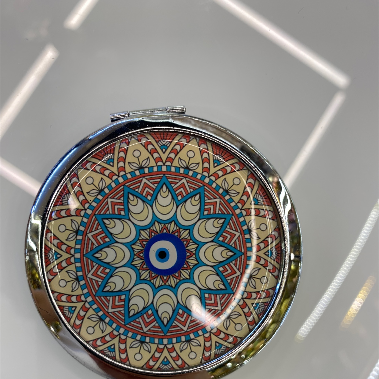 迪梦斯工艺品珠宝首饰盒镜子手工定制创意礼品镜子塑料金色镂空铬色镜子蓝眼睛图片详情图6