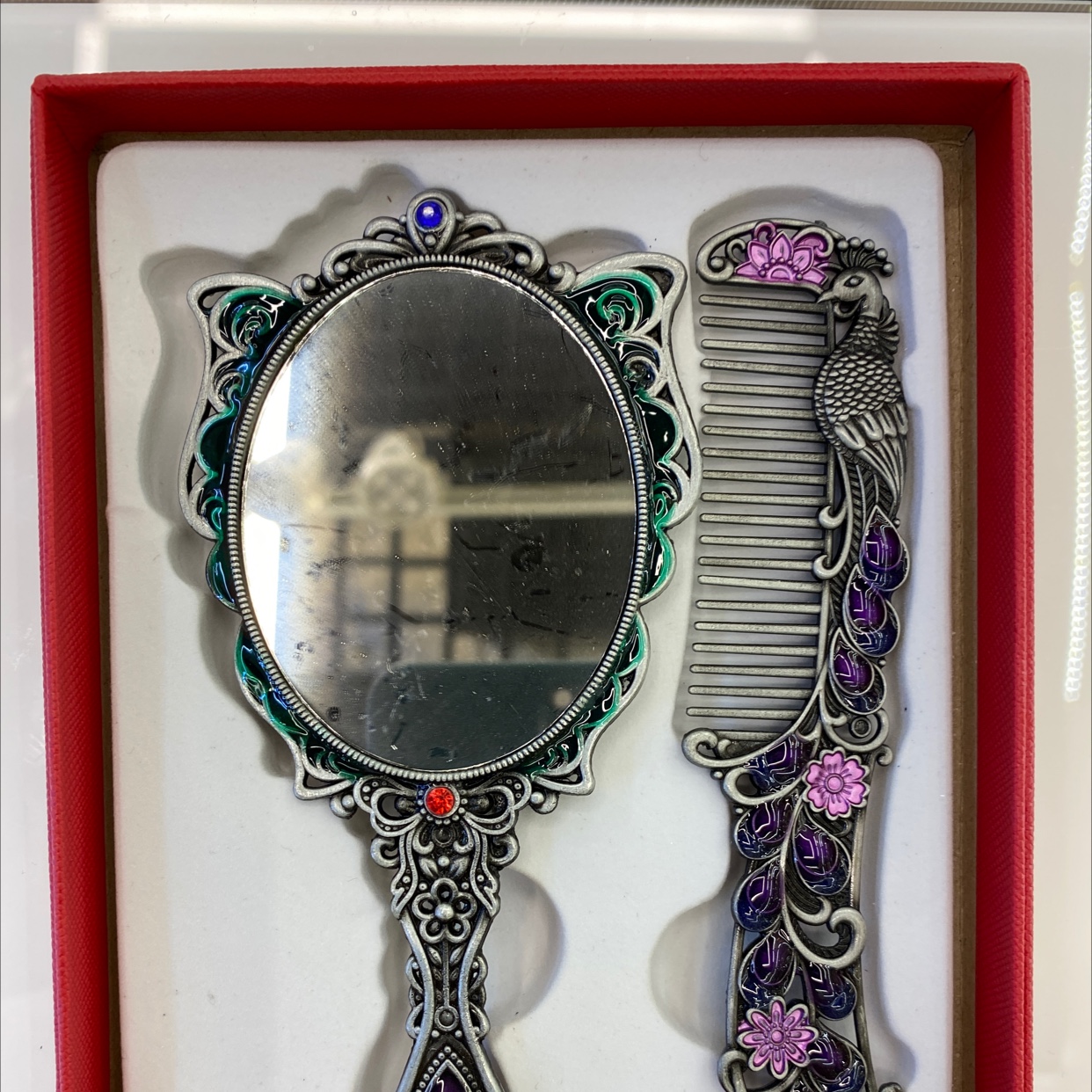 迪梦斯工艺品珠宝首饰盒镜子手工定制创意礼品镜子塑料金色镂空铬色镜子套装镜子蝴蝶图案详情图2