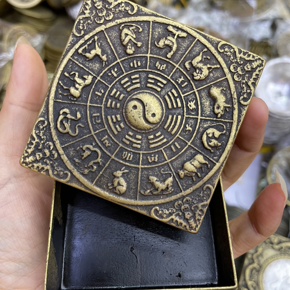 厂家现货 复合黄铜手工雕刻墨盒 铜制雕刻复古墨盒 批发 