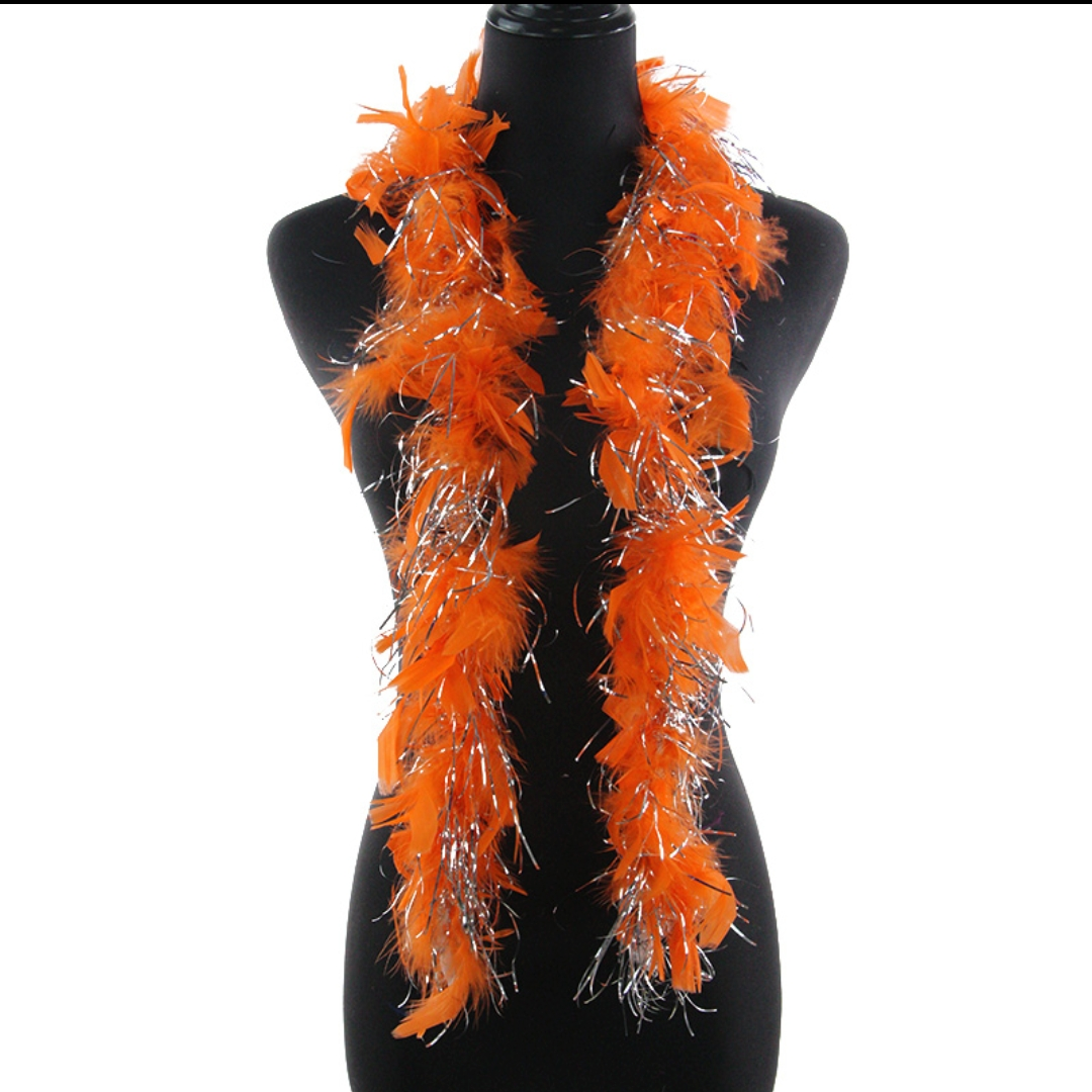 火鸡火片毛条加丝65克两米橘色