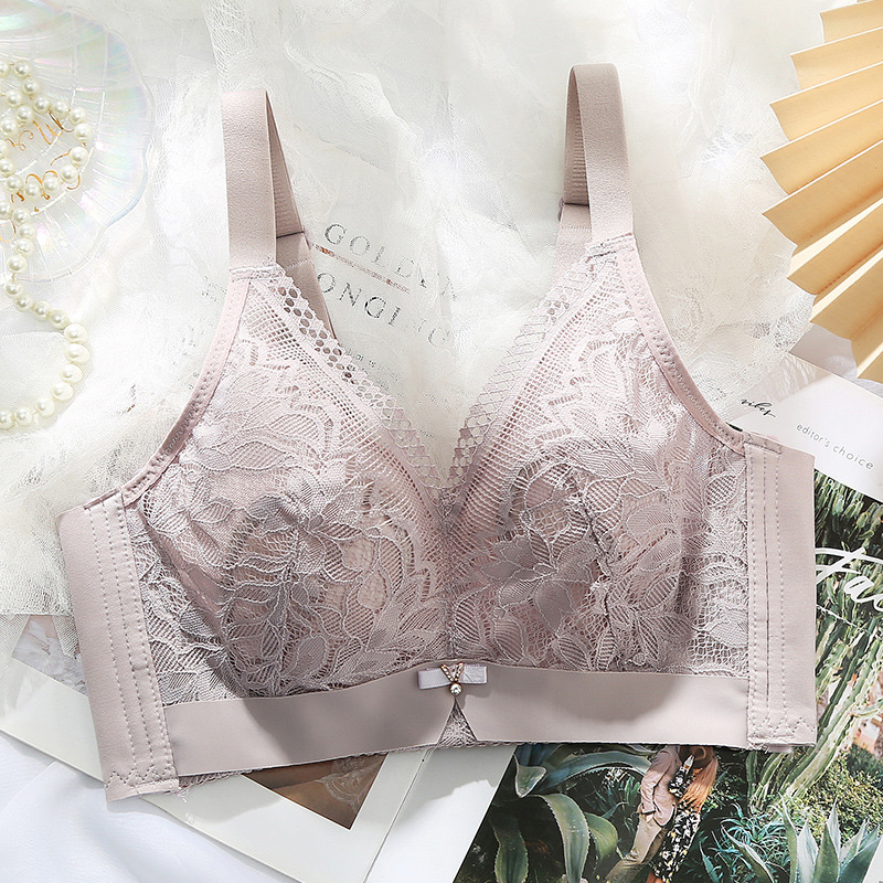 [Pink Zhi Blue] 139# Big Chest Small No Underwire New Women's Bra Sexy Lace Large Size Underwear Summer Breathable Thin Cup Application Scenario