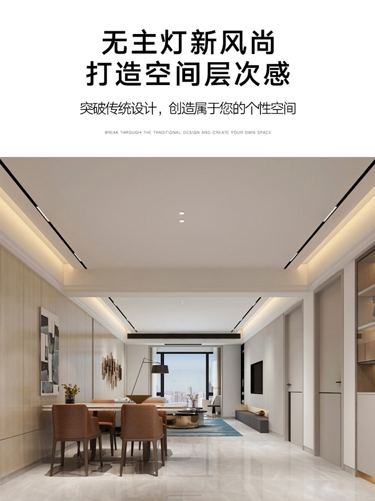 Magnetic track light, magnetic light, embedded exposed rail line light, track spotlight, led living room light, track light details Picture