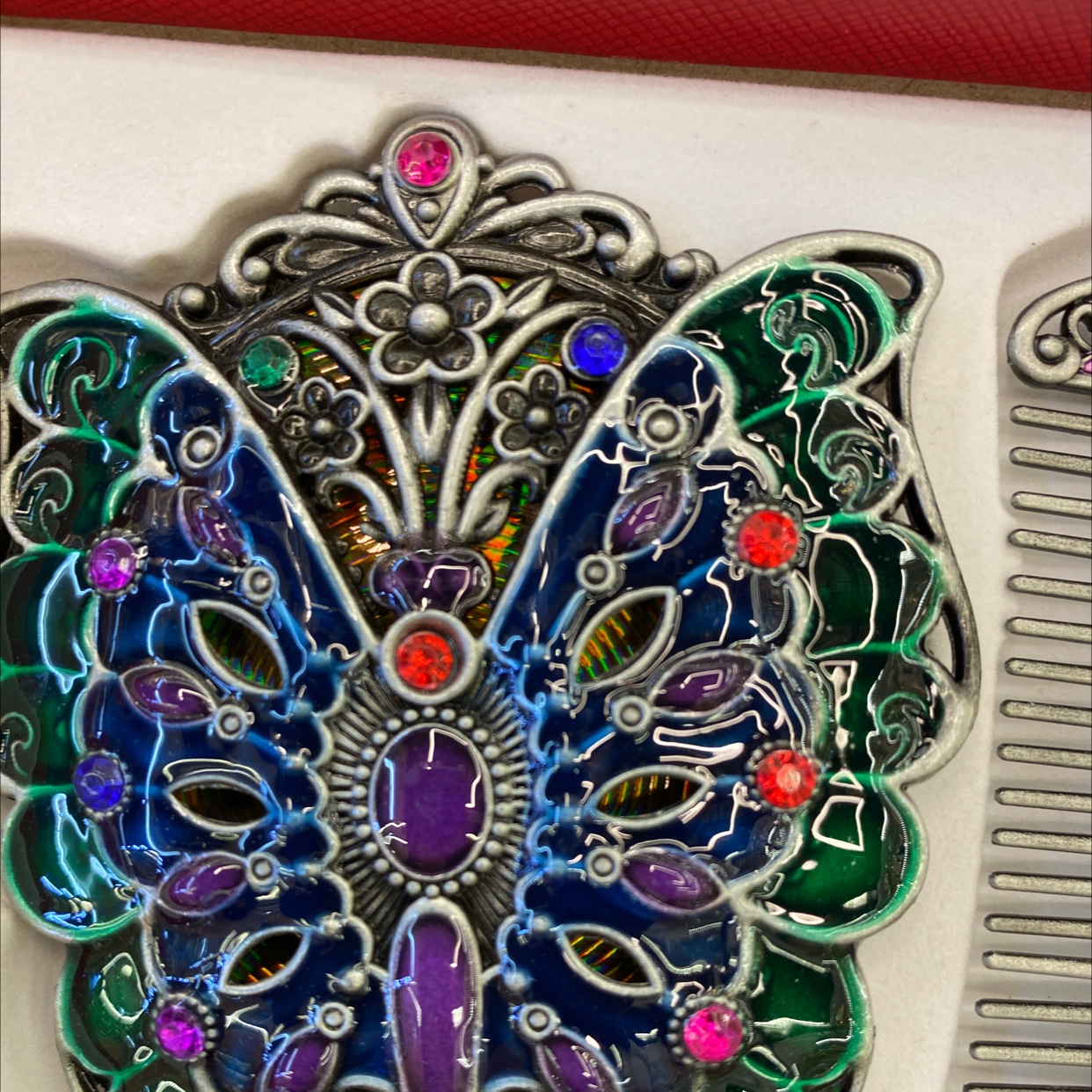 迪梦斯工艺品珠宝首饰盒镜子手工定制创意礼品镜子塑料金色镂空铬色镜子套装镜子蝴蝶图案详情图5