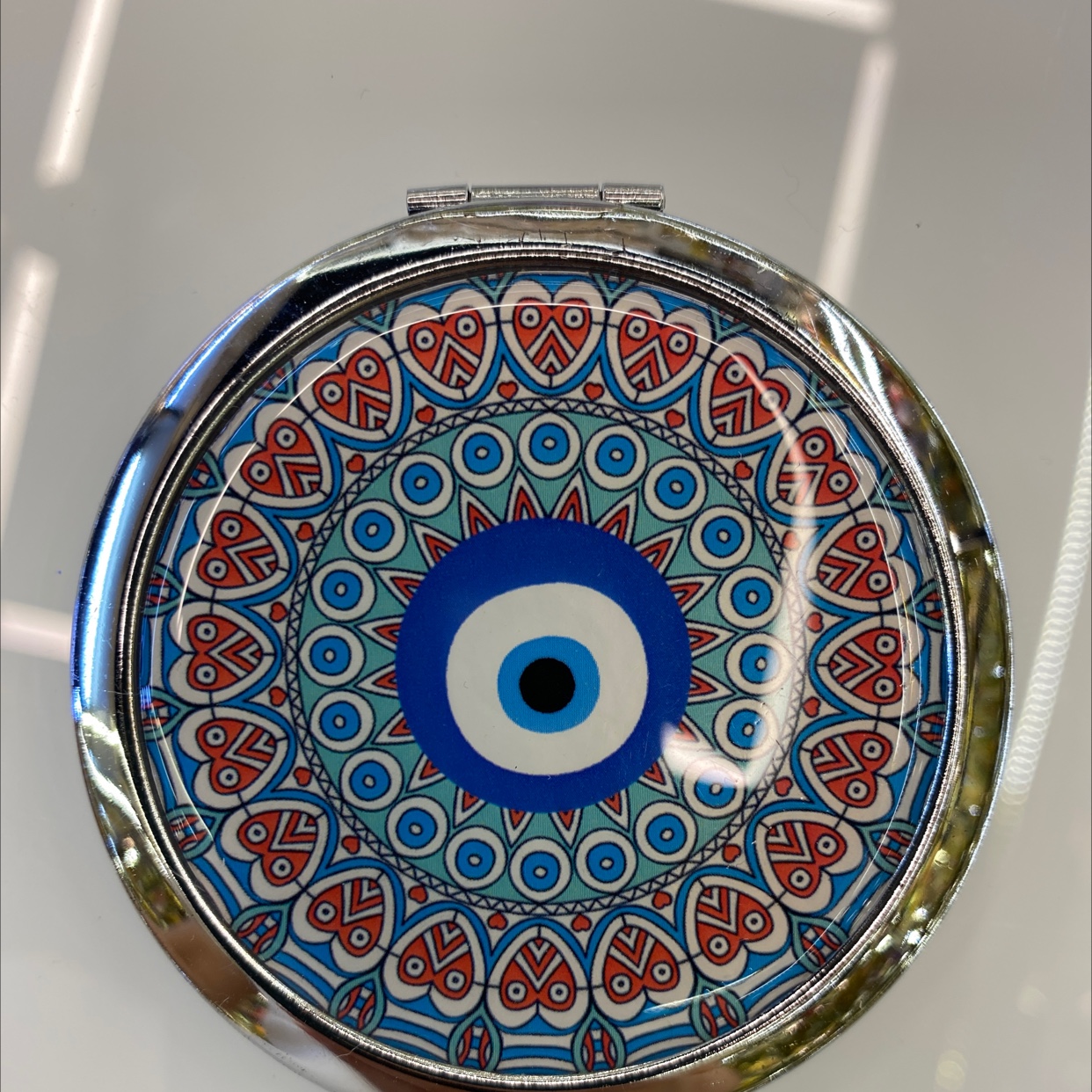 迪梦斯工艺品珠宝首饰盒镜子手工定制创意礼品镜子塑料金色镂空铬色镜子蓝眼睛图片详情图2