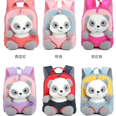 Korean Version Of The New Children's Backpack Casual Cartoon Panda Cute Plush Children's Bag Kindergarten Boys And Girls Bags