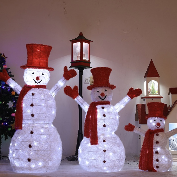 圣诞节装饰品圣诞雪人伸缩商场装饰用品酒店发光橱窗摆件批发定制120cm雪人220v圆插