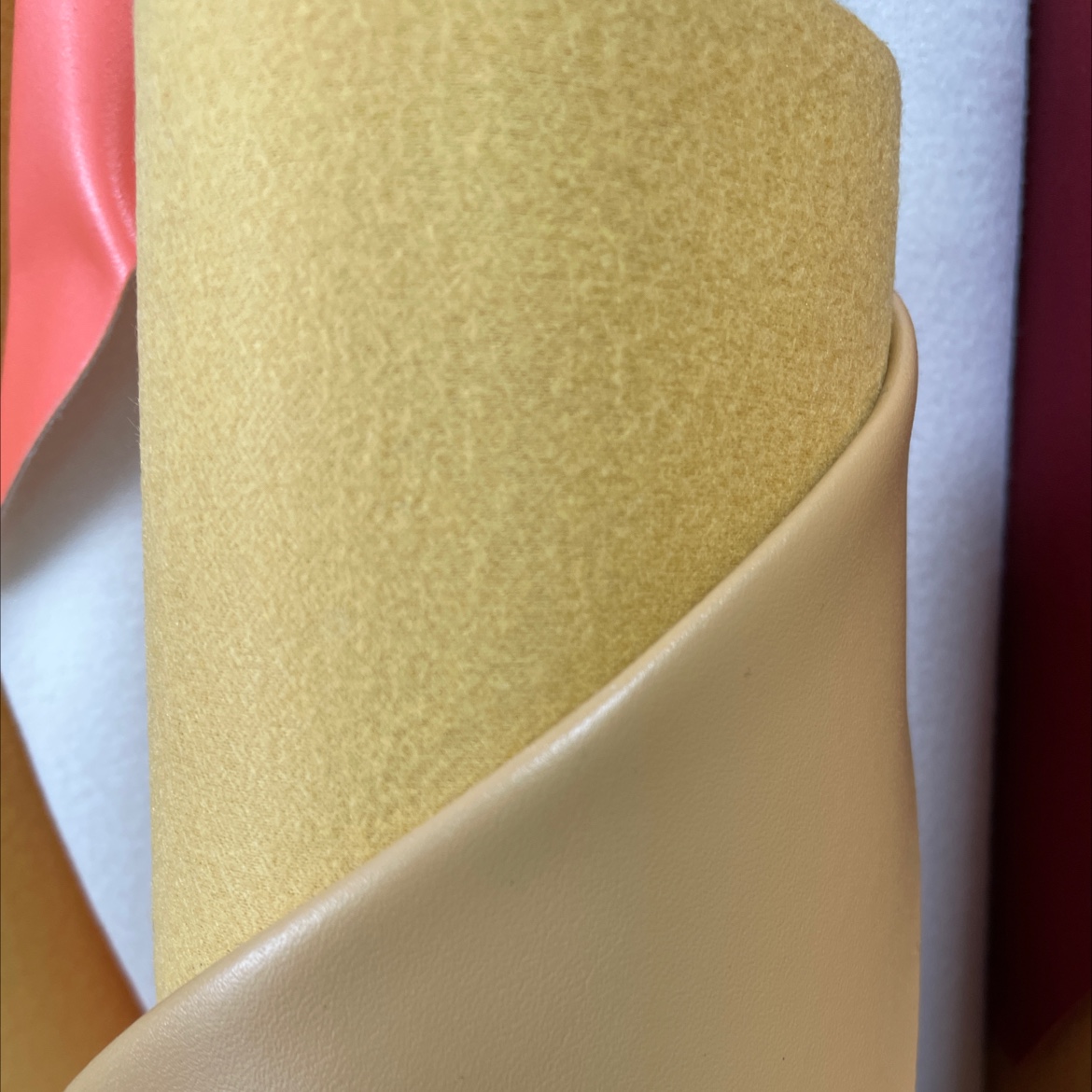Fine grain leather fabric bags, sofas, shoe materials, belts, accessories, eco-friendly apricot color ck031 details Picture