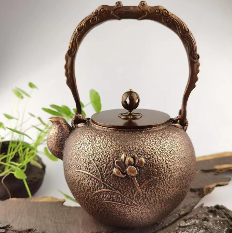 琳烺工艺品商行 创意手工铜壶纯紫铜养生茶壶仿古煮茶烧水壶茶具批发 
