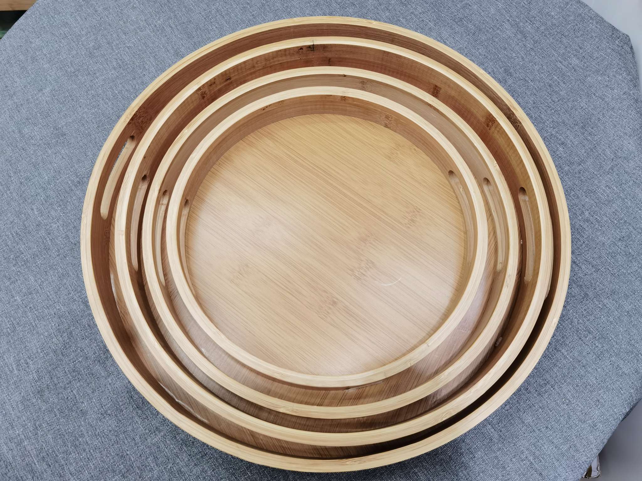 Bamboo round plates, tea trays Item Picture