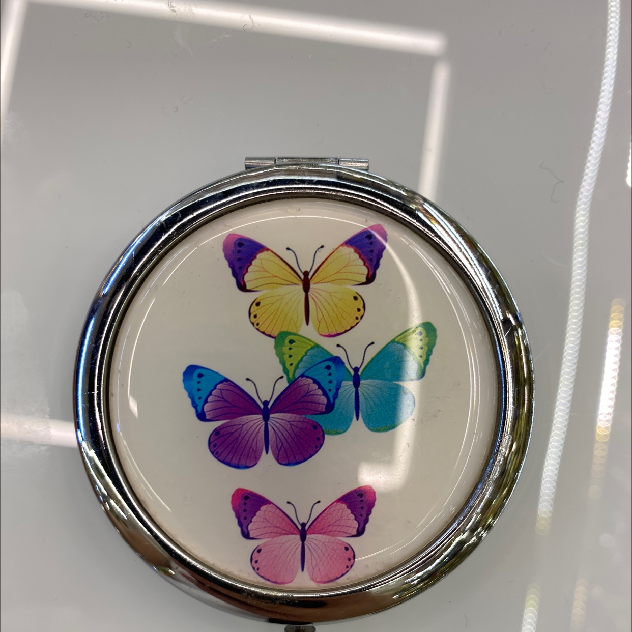 迪梦斯工艺品珠宝首饰盒镜子手工定制创意礼品镜子塑料金色镂空铬色镜子小蝴蝶🦋图案宗教图片