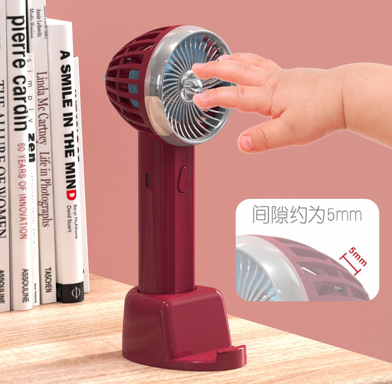 新款手持支架迷你小风扇USB充电带底座三档大风力静音风扇厂货批发礼品定制详情图3