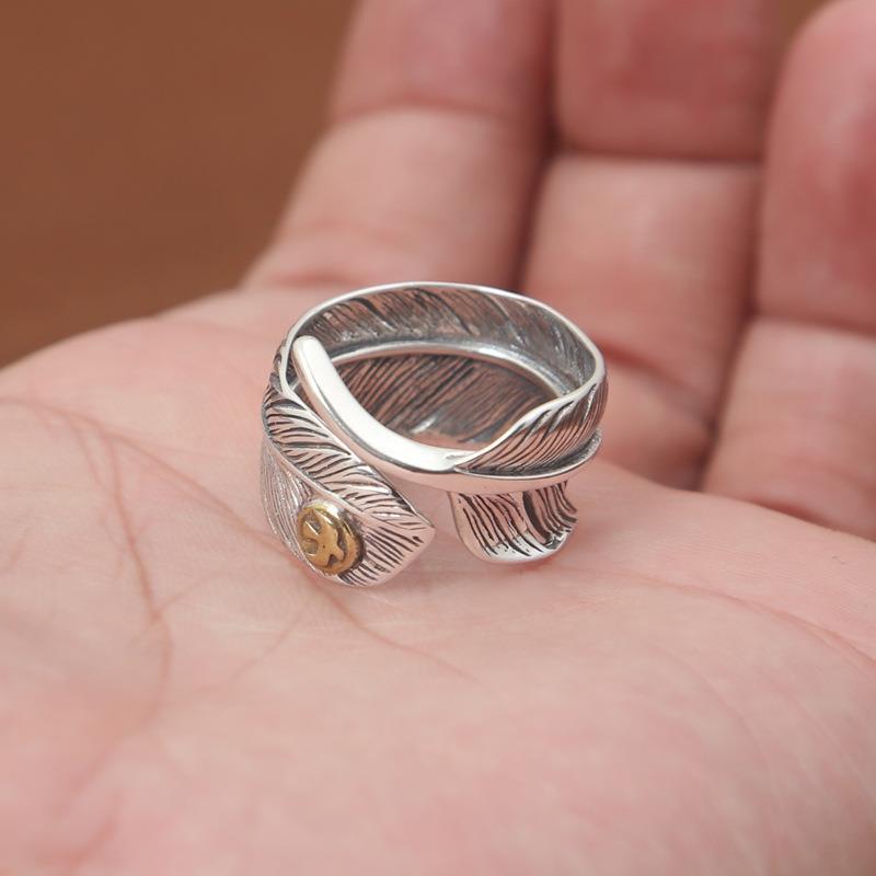 6 Ansheng Museum new thorn retro ring sterling silver handmade pair ring retro style couple ring overbearing ring
