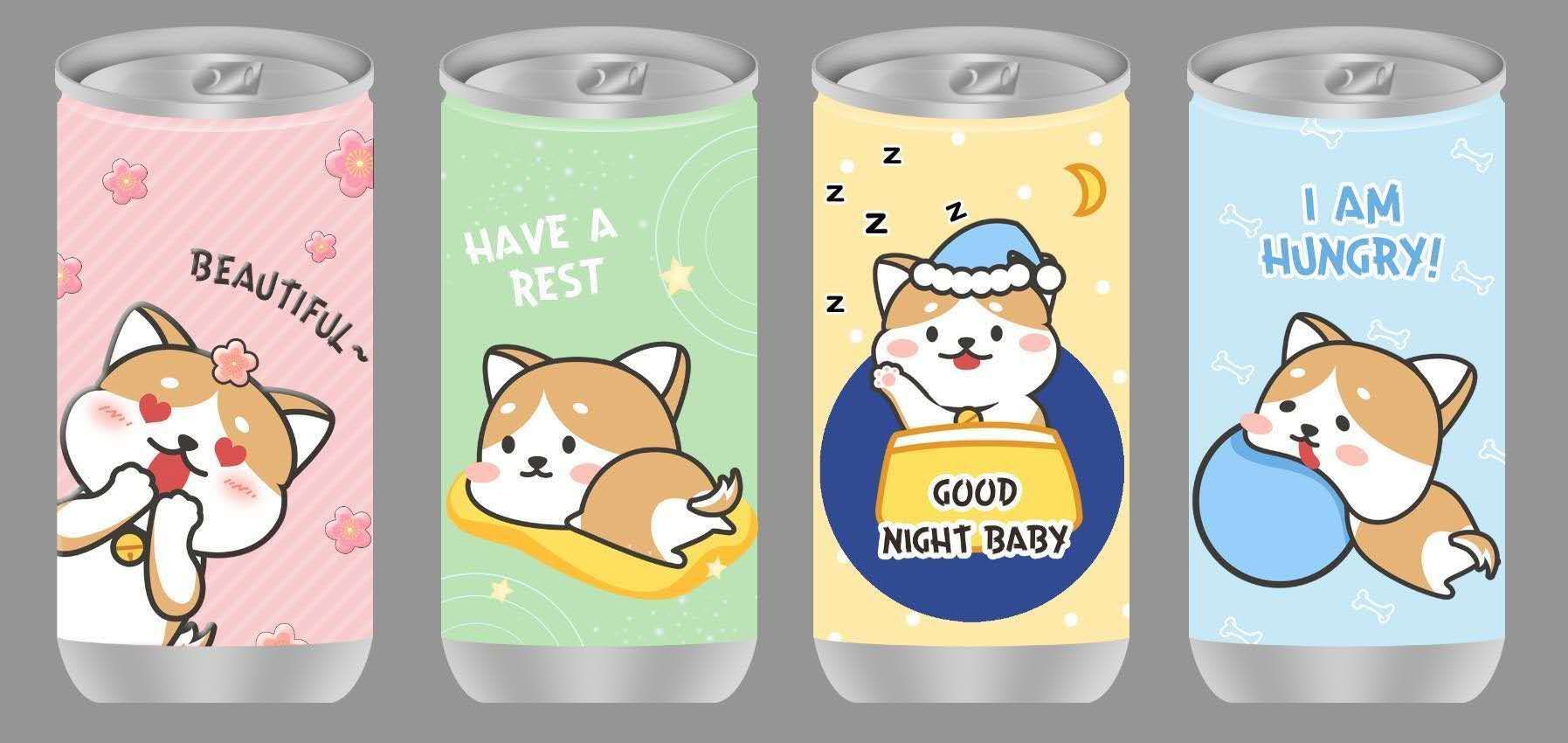 2021畅销新款可爱小柴犬罐装可乐湿纸巾4色混装产品图