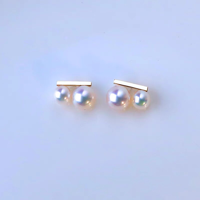 Pearl earrings Double pearl pearl earrings Stud earrings