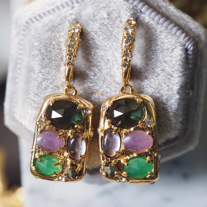 欧美鬼才设计师Alexis Bittar紫水晶宝石镶嵌耳挂耳环耳夹女小众